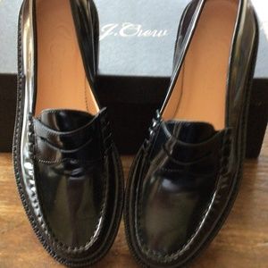 J CREW black leather penny loafers  size US 8.5M. Never worn.